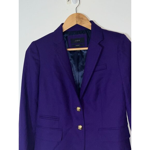 J.Crew Womens Schoolboy Career Blazer Size 0 Purple Wool - Picture 3 of 10